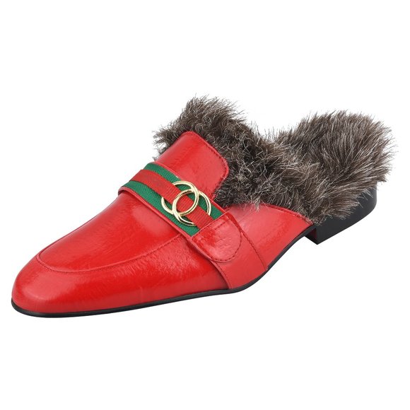 Mens Manmade Leather EEL Print Comfortable Fur Lining Slip On Party Mules - Picture 1 of 7